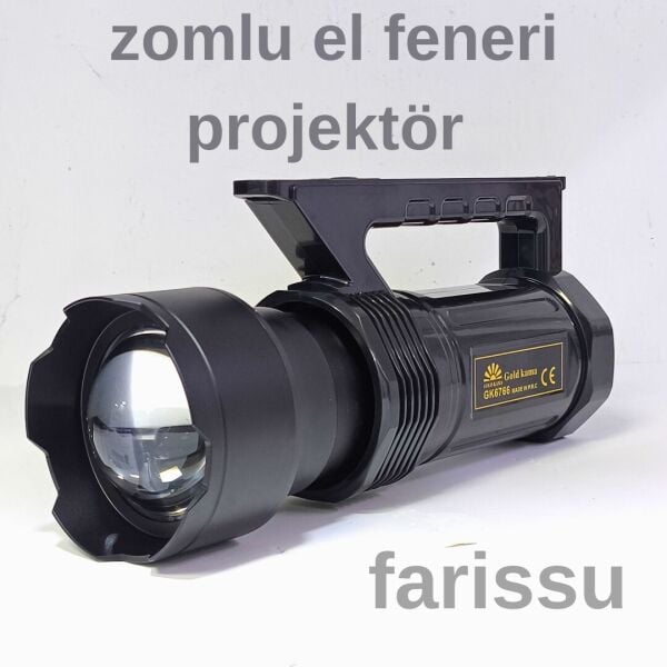 Gold Kama GK6766 20W LED Uzun Mesafe Şarj Edilebilir Projektör El Feneri