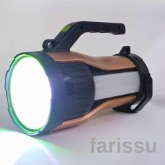 Güneş Enerjili, 7 Farklı Moda Sahip 10W LED Aydınlatma Solar Panelli Acil Durum  El Feneri