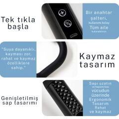 U-Bükümlü LCD Ekranlı Profesyonel Masaj Aleti – 9 Hız / 9 Mod, 4 Masaj Başlığı