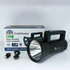 Gold Kama GK6697 Uzun Menzilli LED Şarj Edilebilir Projektör El Feneri 10W