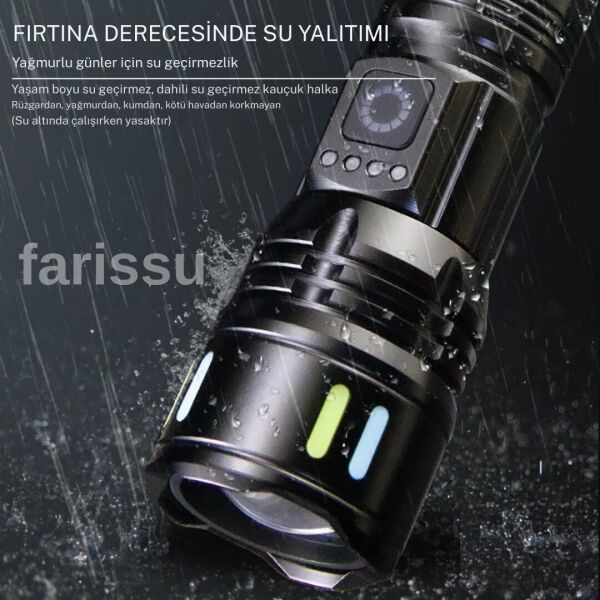 RT-171 1000 Lümen 50W Şarjlı LED El Feneri – 5 Modlu, Teleskopik Odaklamalı, Suya Dayanıklı