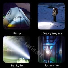 RT-171 1000 Lümen 50W Şarjlı LED El Feneri – 5 Modlu, Teleskopik Odaklamalı, Suya Dayanıklı