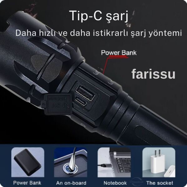 SMALL SUN SM-T288 80W 1000 Lümen 26800 Model 8800 mah pil 1 ile 1,5 Km Menzilli Şarjlı El Feneri