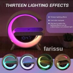 6'sı 1 Arada Çok Fonksiyonlu RGB Gece Lambası, Kablosuz Şarjlı Bluetooth Hoparlör ve Alarm Saat