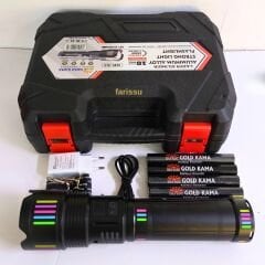 Gold Kama GK-63 Ultra Güçlü LED El Feneri - 150W, 15000 Lümen, Lazer Fonksiyonlu