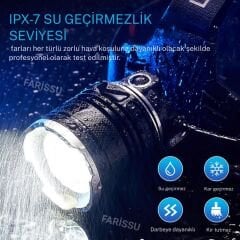 SMALL SUN 50W 1500 Lümen 1 KM Menzilli USB Şarjlı, Zoom Özellikli Kafa Feneri