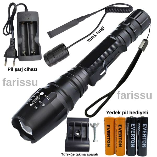 RT-S117 Zoomlu Tüfek Feneri ve Yedek Piller Hediyeli!