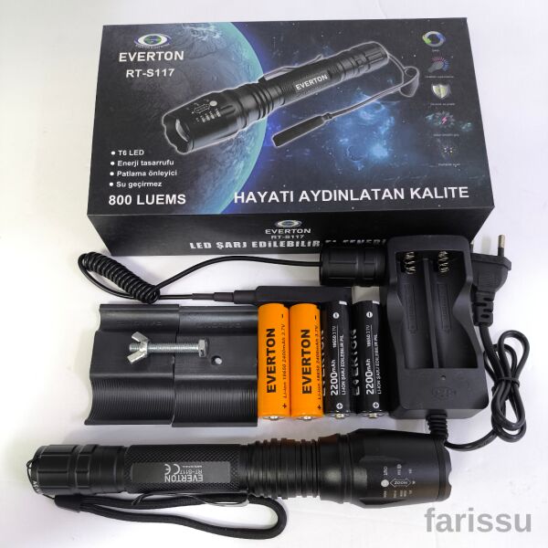 RT-S117 Zoomlu Tüfek Feneri ve Yedek Piller Hediyeli!