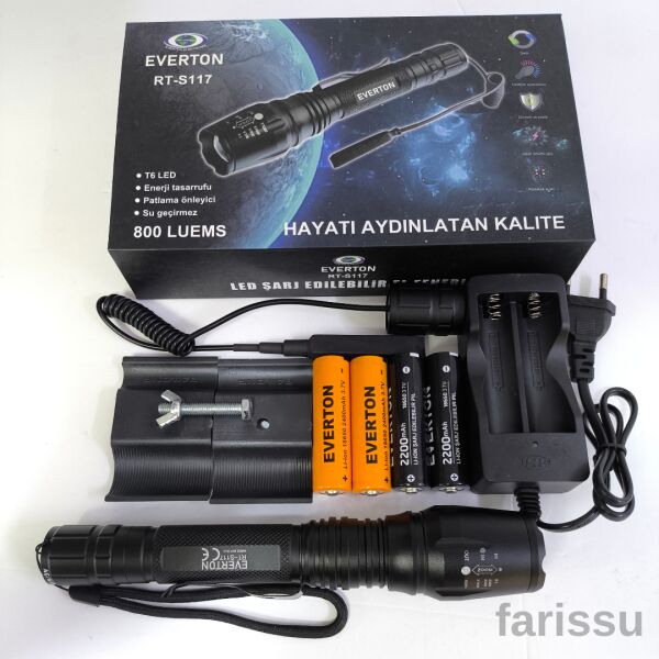 RT-S117 Zoomlu Tüfek Feneri ve Yedek Piller Hediyeli!