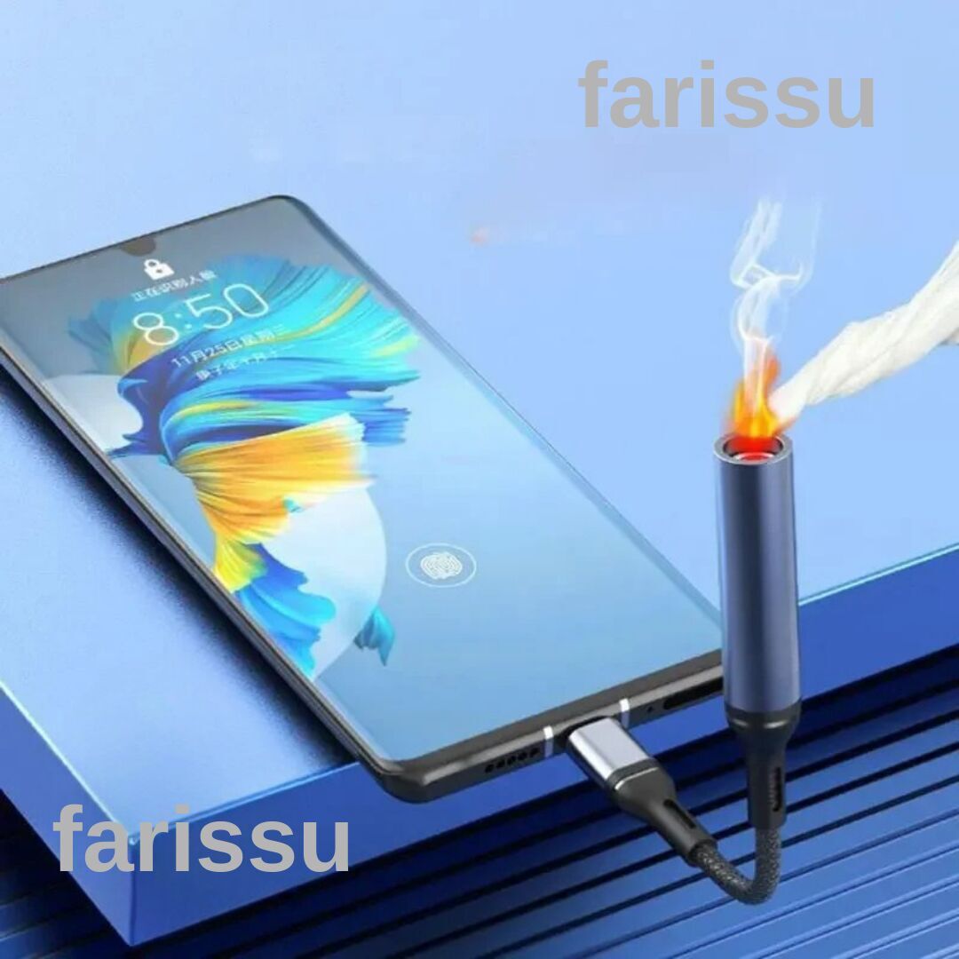 USB-C Şarj Portlu, Üfleyerek Çalışan Elektrikli Çakmak (Sadece Çin Menşeli Type-C Cihazlar İçin)