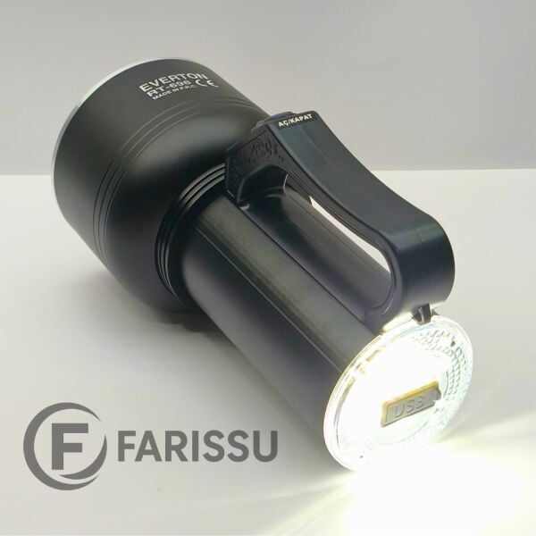 EVERTON RT-698 Şarjlı LED Projektör Fener - 50W Güç, 2000M Menzil ve Powerbank Özelliği