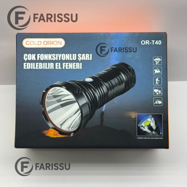OR-T40 100W 5000 Lümen Şarj Edilebilir LED El Feneri - Yüksek Performans ve Uzun Çalışma Süresi