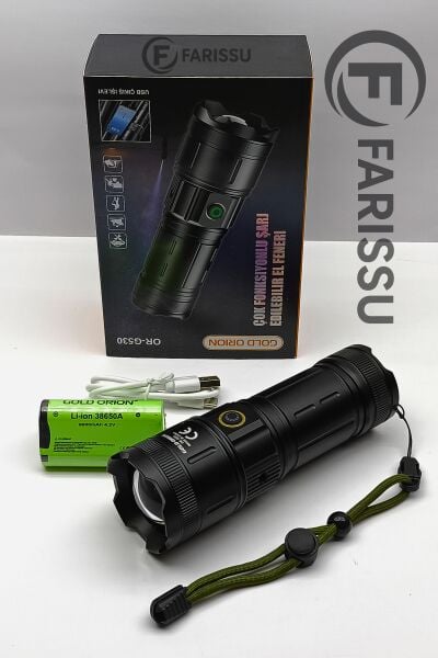 OR-G530 Alüminyum Gövdeli Güçlü Şarjlı Fener | 100W, 5000 Lümen, 9000 mAh Powerbank Özellikli