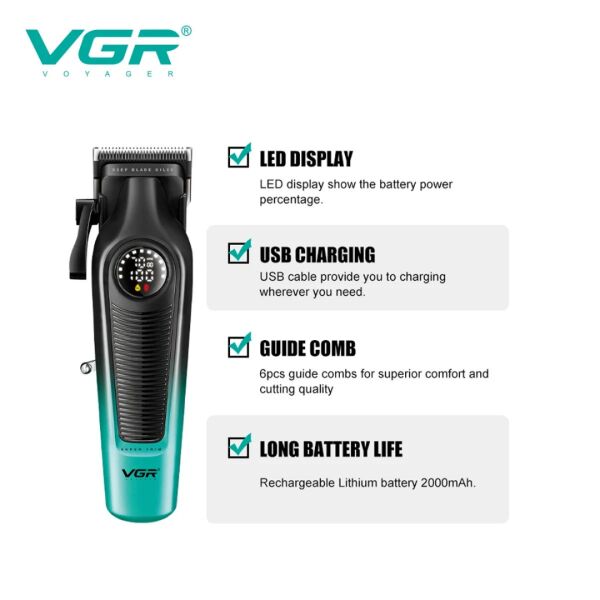Vgr V-196 Salon kuaför erkekler için 7000rpm şarj edilebilir profesyonel saç kesme