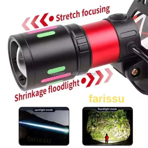 Alaska Profesyonel 30W Lazer LED Şarjlı Kafa Lambası | 1 KM Menzil | Zoom + Powerbank Özellikli