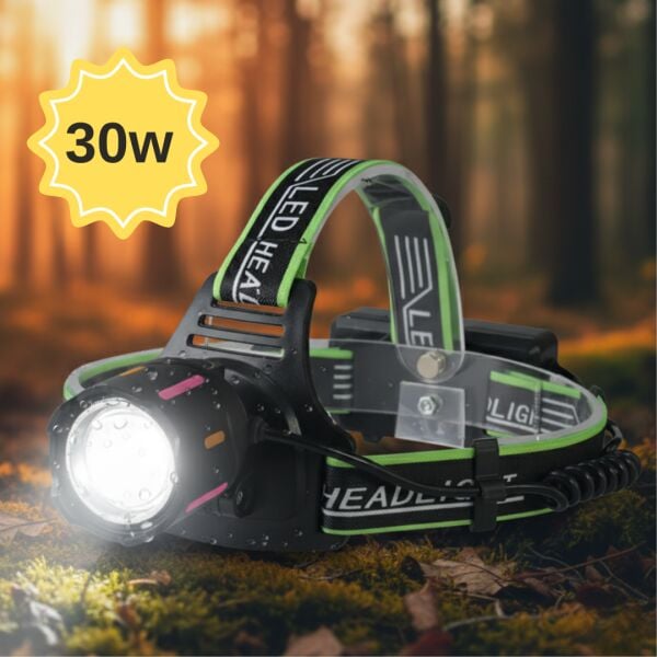 Yüksek Performanslı 30W Şarj Edilebilir LED Kafa Lambası