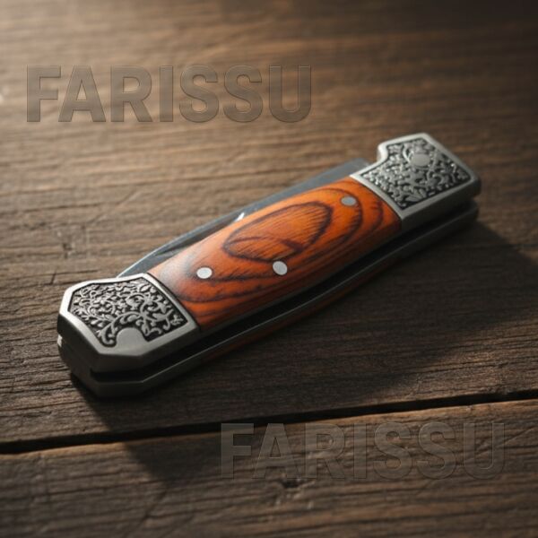 Alaska Ahşap Saplı Katlanır Av Bıçağı - Kılıflı Cep Bıçağı