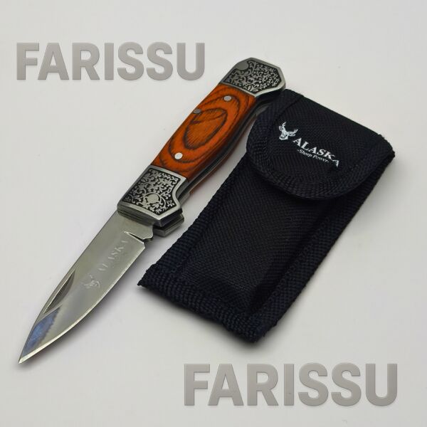 Alaska Ahşap Saplı Katlanır Av Bıçağı - Kılıflı Cep Bıçağı