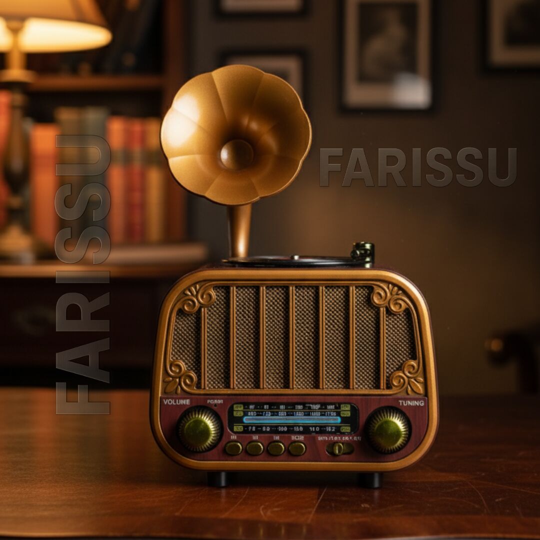 Retro Gramofon Görünümlü Bluetooth'lu FM/AM/SW 3 Bant Radyo ve Müzik Çalar (Everton RT-738)
