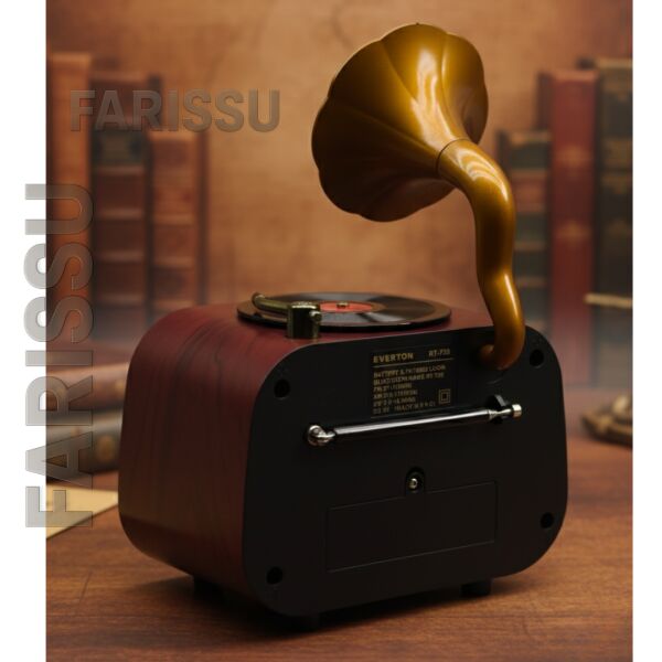 Retro Gramofon Görünümlü Bluetooth'lu FM/AM/SW 3 Bant Radyo ve Müzik Çalar (Everton RT-738)