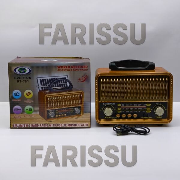 Everton RT-751 Nostaljik Tasarımlı Bluetooth/Solar/USB/TF Kart Destekli AM/FM/SW