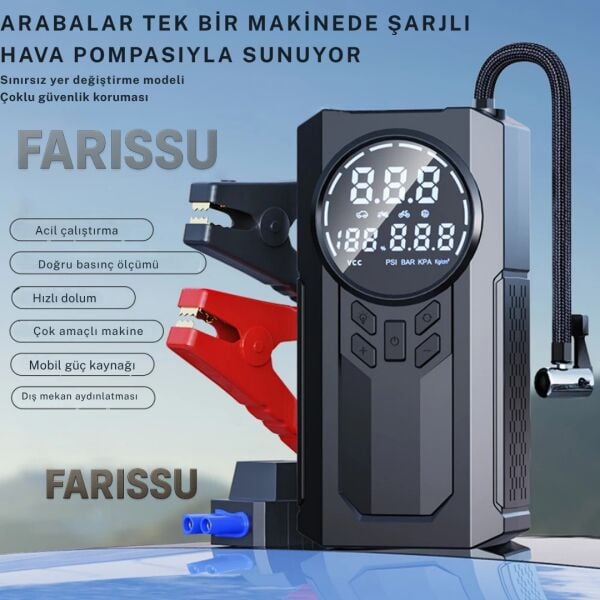 4'ü 1 Arada Çok Fonksiyonlu Akıllı Hava Kompresörü ve Akü Takviye Cihazı  YAGE YG-B41