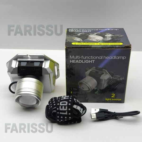 Çok Fonksiyonlu Şarj Edilebilir Kafa Lambası (SDR-X1) - Sensörlü, Solar ve Powerbank Özellikli