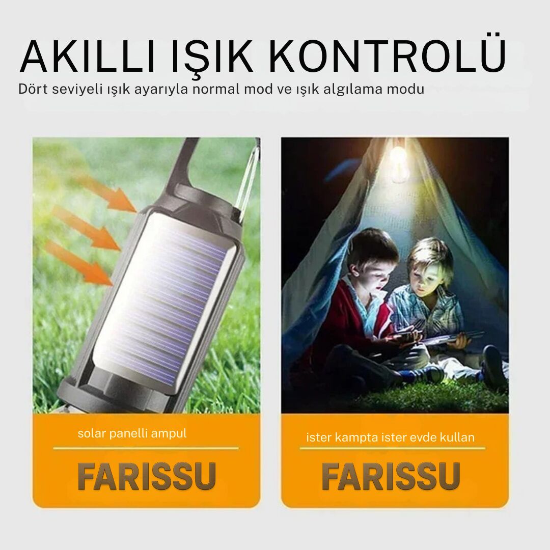 ALASKA T01-B Type-C ve Solar Şarjlı Sıcak Işık (Warm Light) Kamp Lambası