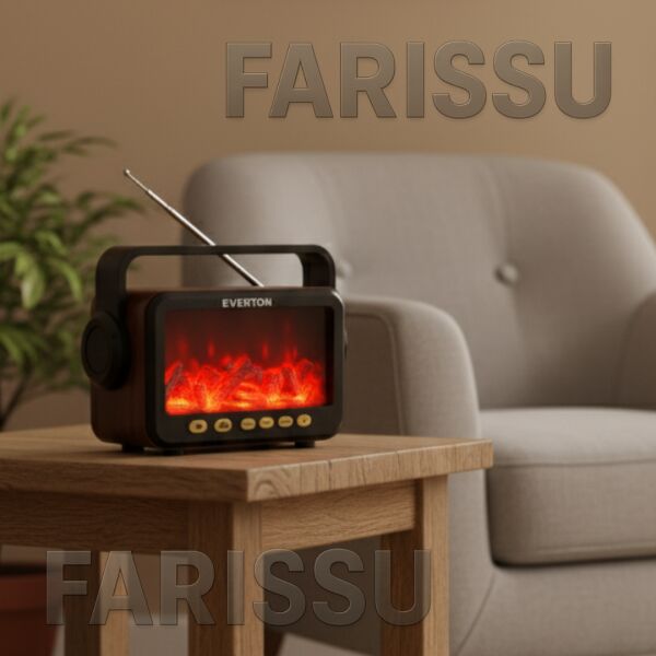 Everton RT-754 Şömine Görünümlü Nostaljik Bluetoothlu Radyo  Güneş Enerjili Taşınabilir Müzik Kutusu