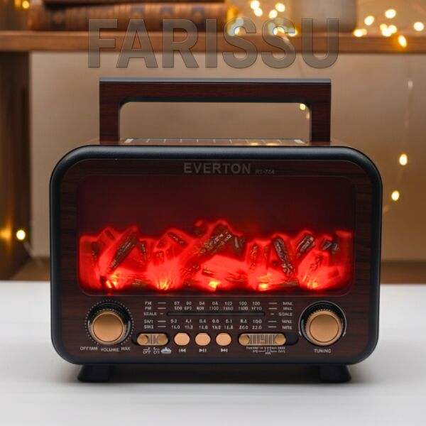 Everton RT-754 Şömine Görünümlü Nostaljik Bluetoothlu Radyo  Güneş Enerjili Taşınabilir Müzik Kutusu