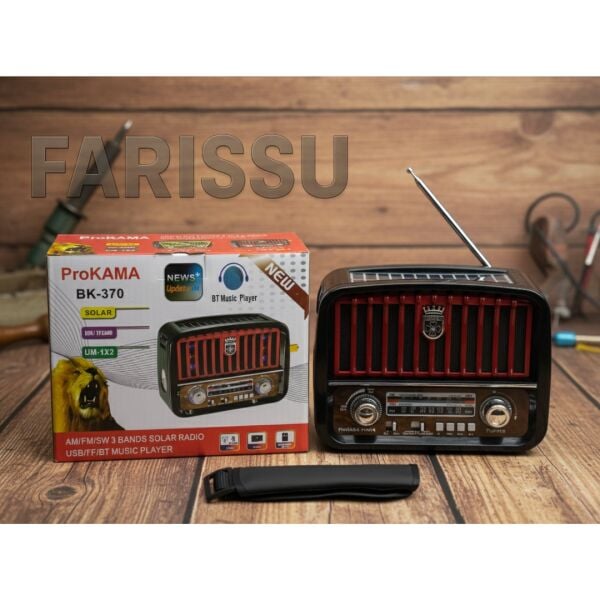 ProKAMA BK-370 Nostaljik Tasarım Güneş Enerjili (Solar) AM/FM/SW 3 Band Radyo USB/TF/Bluetooth