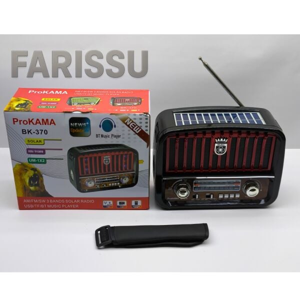 ProKAMA BK-370 Nostaljik Tasarım Güneş Enerjili (Solar) AM/FM/SW 3 Band Radyo USB/TF/Bluetooth