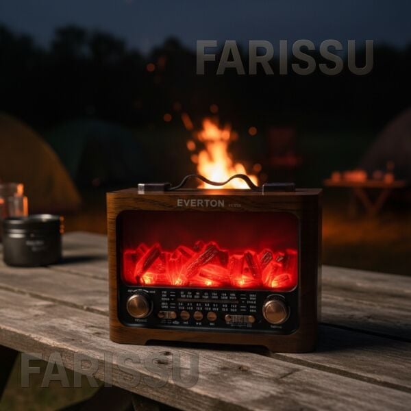 RT-733 Şömine Görünümlü Nostaljik Bluetoothlu Radyo - USB/TF/MP3 Destekli Şarjlı Müzik Kutusu