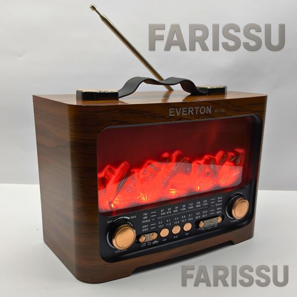 RT-733 Şömine Görünümlü Nostaljik Bluetoothlu Radyo - USB/TF/MP3 Destekli Şarjlı Müzik Kutusu