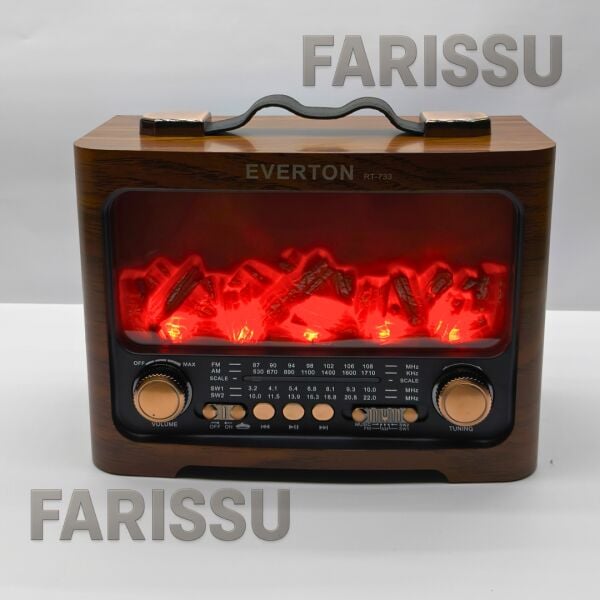 RT-733 Şömine Görünümlü Nostaljik Bluetoothlu Radyo - USB/TF/MP3 Destekli Şarjlı Müzik Kutusu