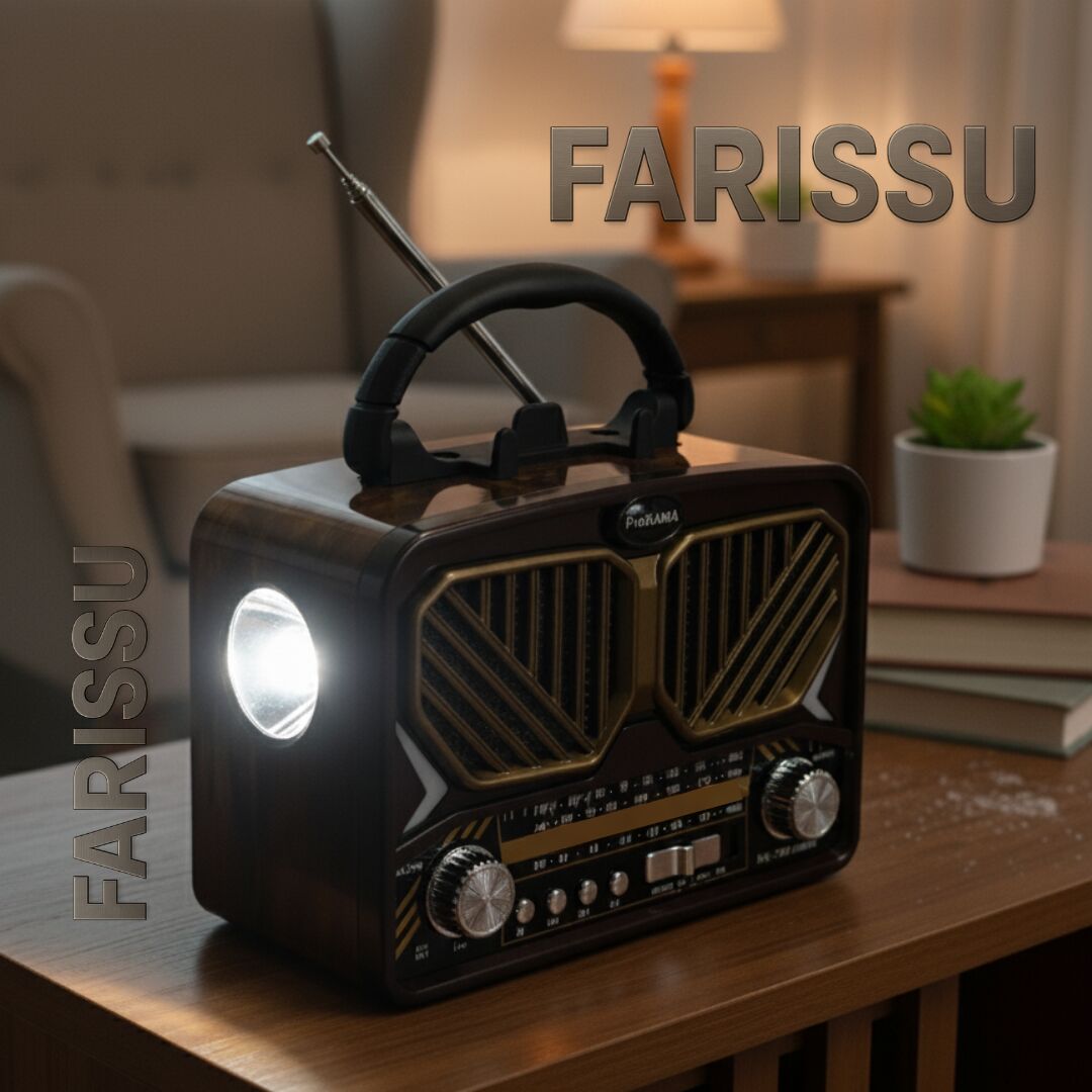 Taşınabilir Güneş Panelli Nostaljik Radyo Işıldaklı FM/AM/SW Desteği USB/TF Kart Girişli