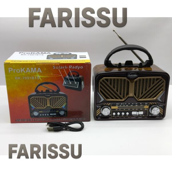 Taşınabilir Güneş Panelli Nostaljik Radyo Işıldaklı FM/AM/SW Desteği USB/TF Kart Girişli