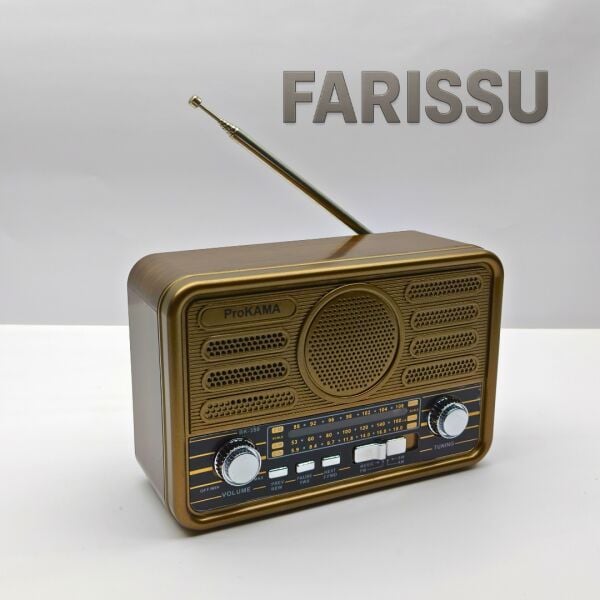 BK-340 Solar Şarjlı Retro Görünümlü AM/FM/SW 3 Bant Dünya Radyosu ve MP3 Çalar - Kahve/Bronz