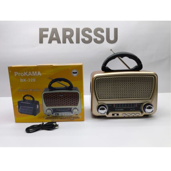 BK-330 Retro Güneş Enerjili (Solar) Radyo, Taşınabilir MP3 Oynatıcı, FM/AM/SW Radyo ve Fener