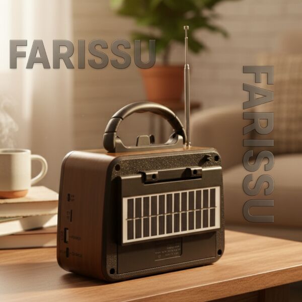 BK-7080BTS Nostaljik Görünümlü, Solar Şarjlı, USB/TF Kart/Bluetooth Müzik Çalar ve Fener