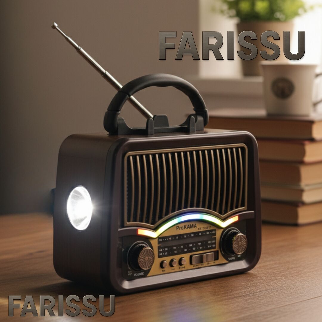 BK-7082BTS Solar Şarjlı Retro Tasarım Radyo - Bluetooth, USB/TF Kart Girişli, El Fenerli (17x13x8 cm)