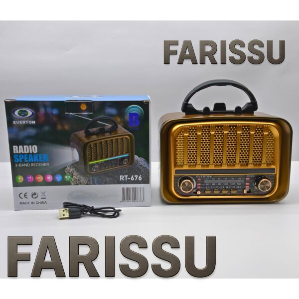 Everton RT-676 Retro Görünümlü 3 Band FM/AM/SW Radyo, Bluetooth Hoparlör ve Fenerli Klasik Tasarım