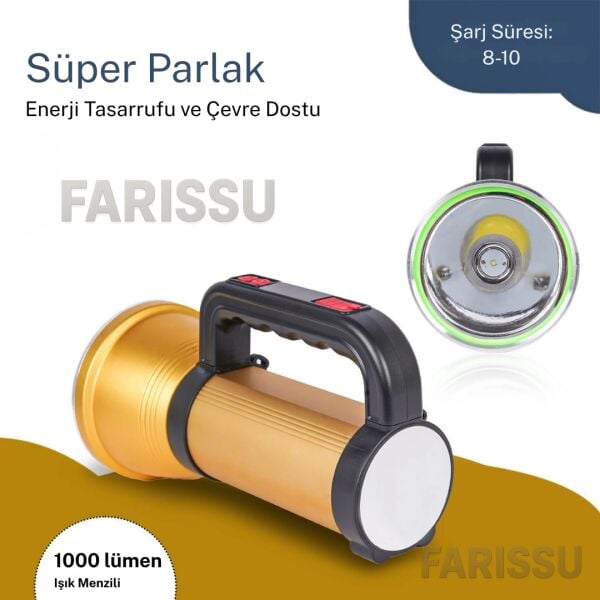 EVERTON RT-S050 Şarjlı Güçlü Işık Projektör El Feneri 50W 1000 Lümen Powerbank Özellikli