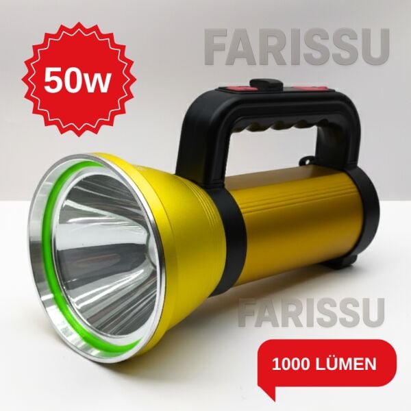 EVERTON RT-S050 Şarjlı Güçlü Işık Projektör El Feneri 50W 1000 Lümen Powerbank Özellikli