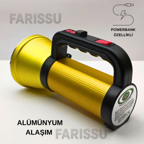 EVERTON RT-S050 Şarjlı Güçlü Işık Projektör El Feneri 50W 1000 Lümen Powerbank Özellikli