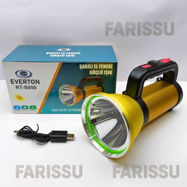 EVERTON RT-S050 Şarjlı Güçlü Işık Projektör El Feneri 50W 1000 Lümen Powerbank Özellikli