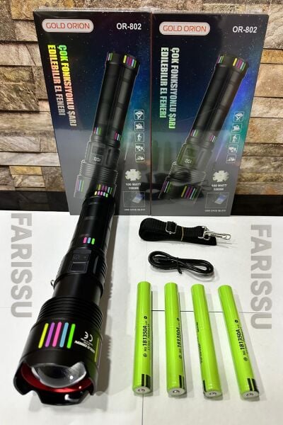 Süper Güçlü Beyaz Lazer Zoom El Feneri - Gold Orion OR-802