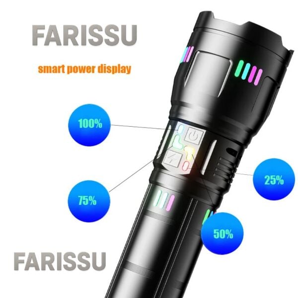 OR-W518 Ultra Güçlü Beyaz Lazer LED El Feneri | 100W, 6000 Lümen, 2 KM Zoom Menzil Powerbank Özellikli