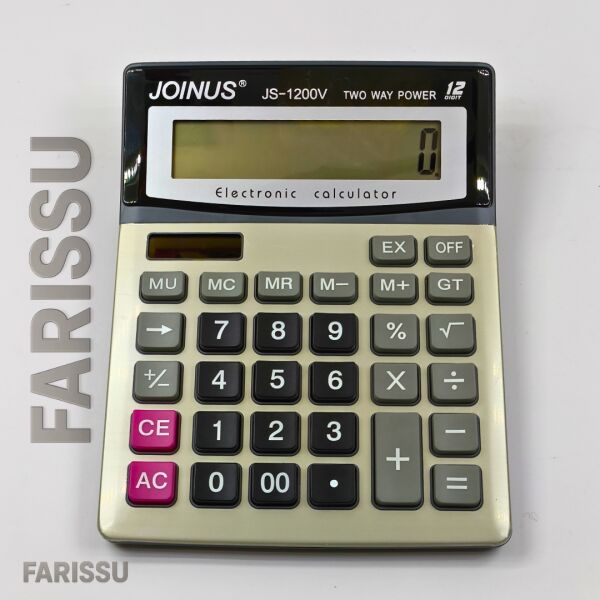 JOINUS JS-1200V 12 Hane Büyük Ekran İki Yönlü Güç Kaynaklı Masaüstü Hesap Makinesi