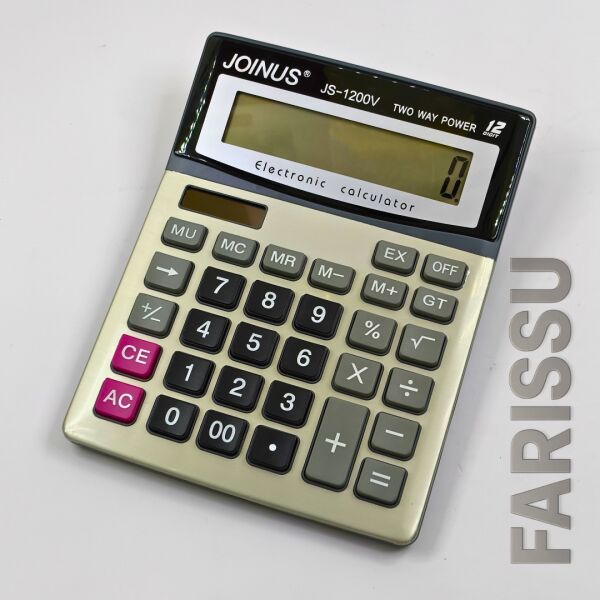 JOINUS JS-1200V 12 Hane Büyük Ekran İki Yönlü Güç Kaynaklı Masaüstü Hesap Makinesi